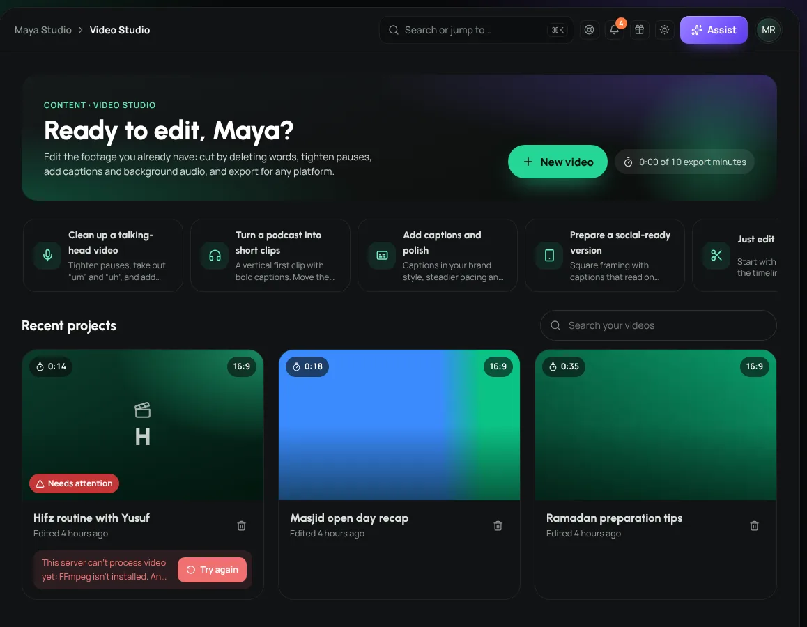 Your video projects